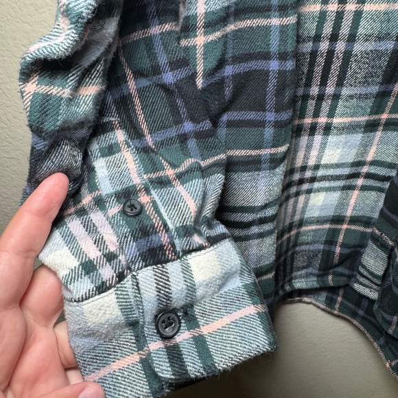 Madewell Medium midnight green flannel Sunday shirt in cronston Plaid - Picture 11 of 12